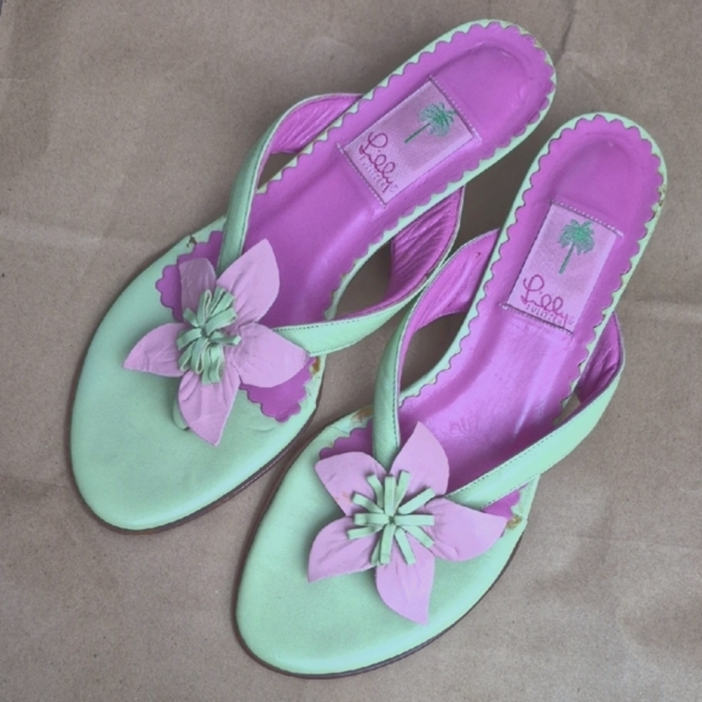 Lilly Pulitzer Mint Green and Pink Sandals